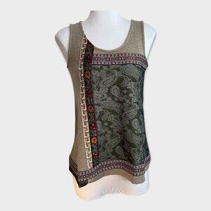 Tracy‎ Porter Green Patterned Mixed Media Tank Top Size 2-4